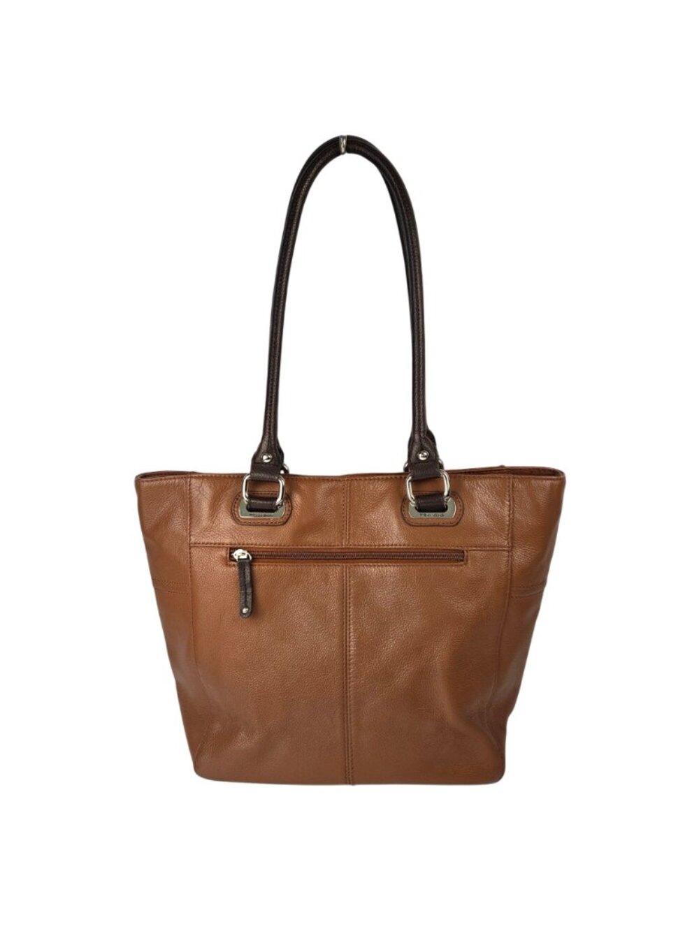 Tignanello Pebbled Leather Shoulder Bag 2 tone Brown - Picture 2 of 15
